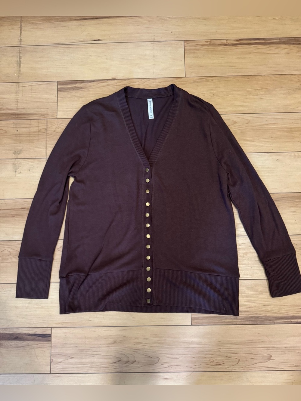 Zenana Outfitters Chocolate Brown V-Neck Button Cardigan